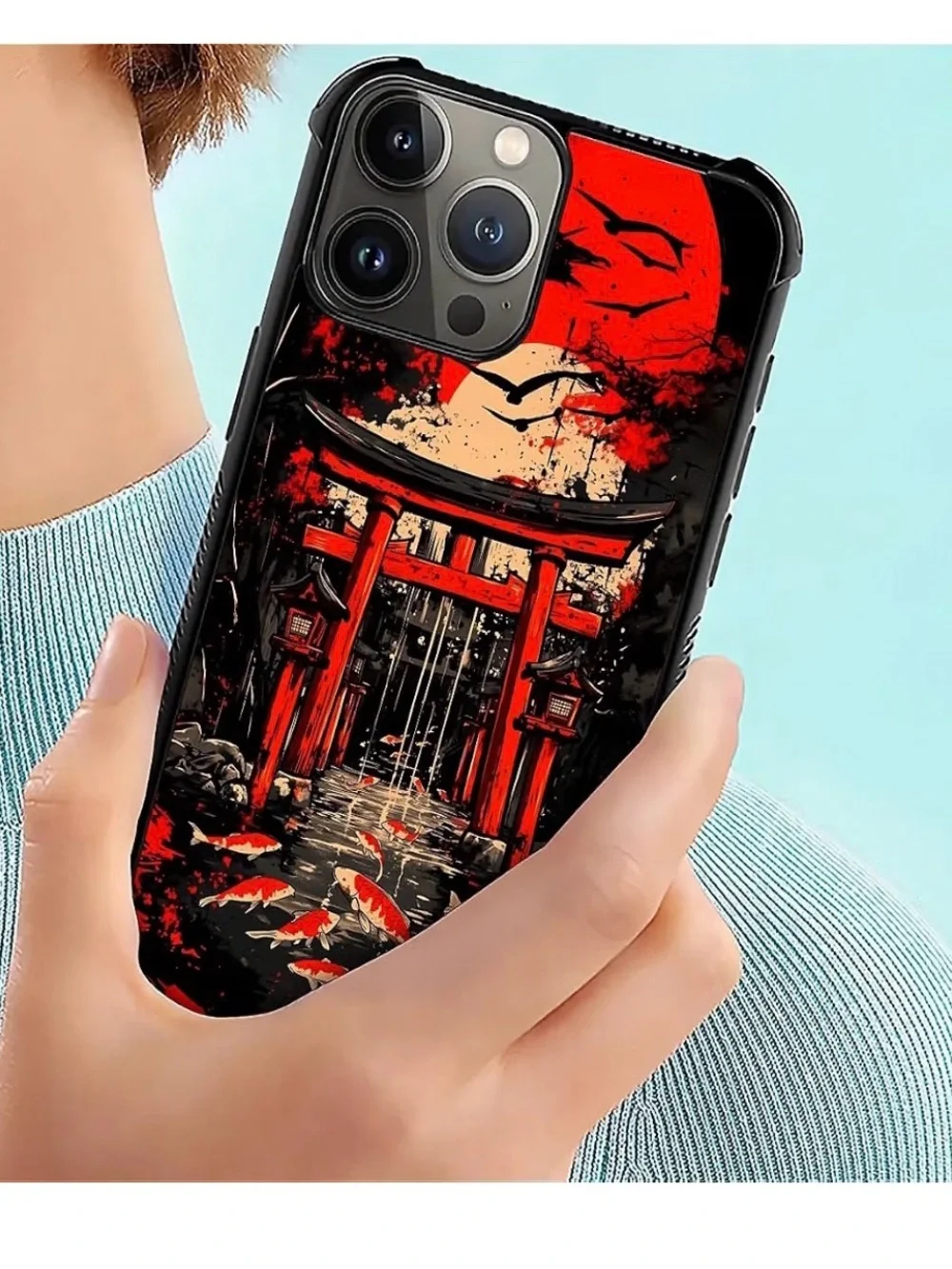 Japanese Torii Gate Koi Fish iPhone 15 Plus Case | Scenic Japanese Art | New